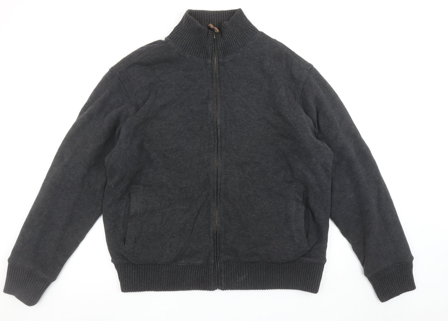 Marks and Spencer Men’s Grey Full Zip Cotton Jumper XL