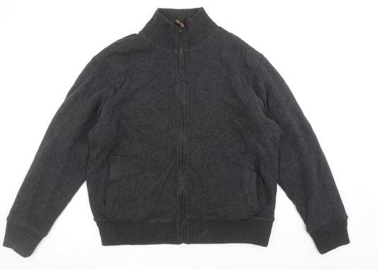 Marks and Spencer Men’s Grey Full Zip Cotton Jumper XL