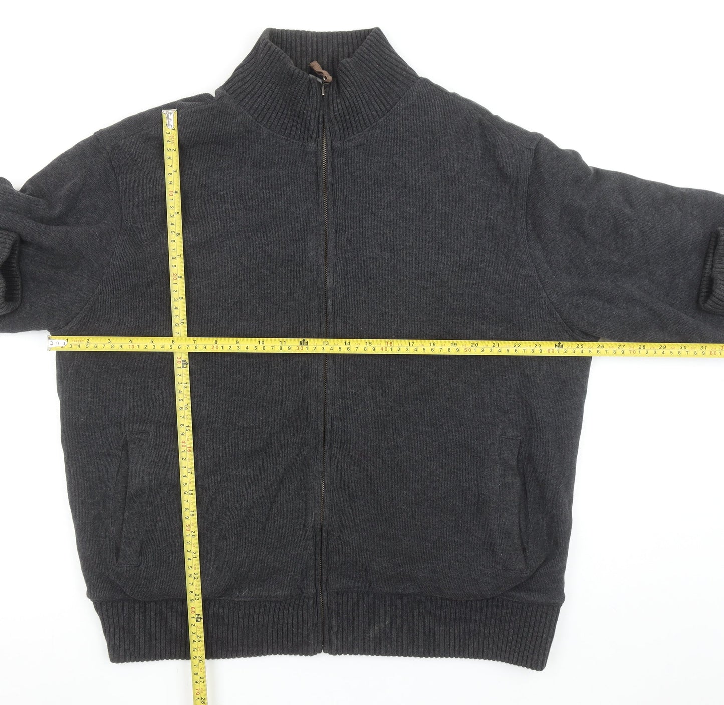 Marks and Spencer Men’s Grey Full Zip Cotton Jumper XL