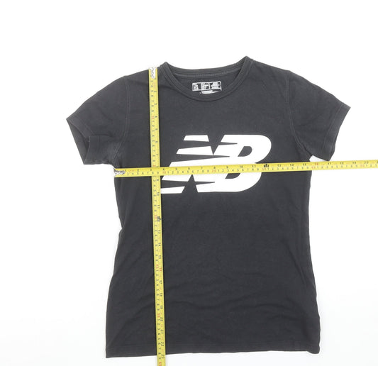 New Balance Womens Black XS Logo Sports T-Shirt