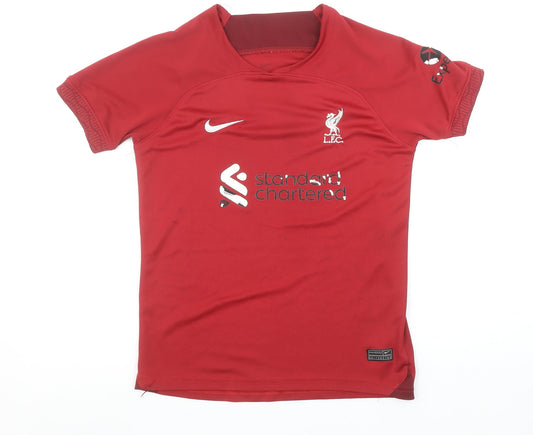 Boys UK Size 7-8 Years Nike Red Jersey T-Shirt