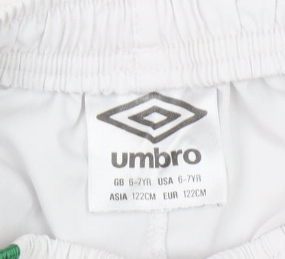 Umbro Boys White 6-7 Years Athletic Football Shorts Ireland Crest
