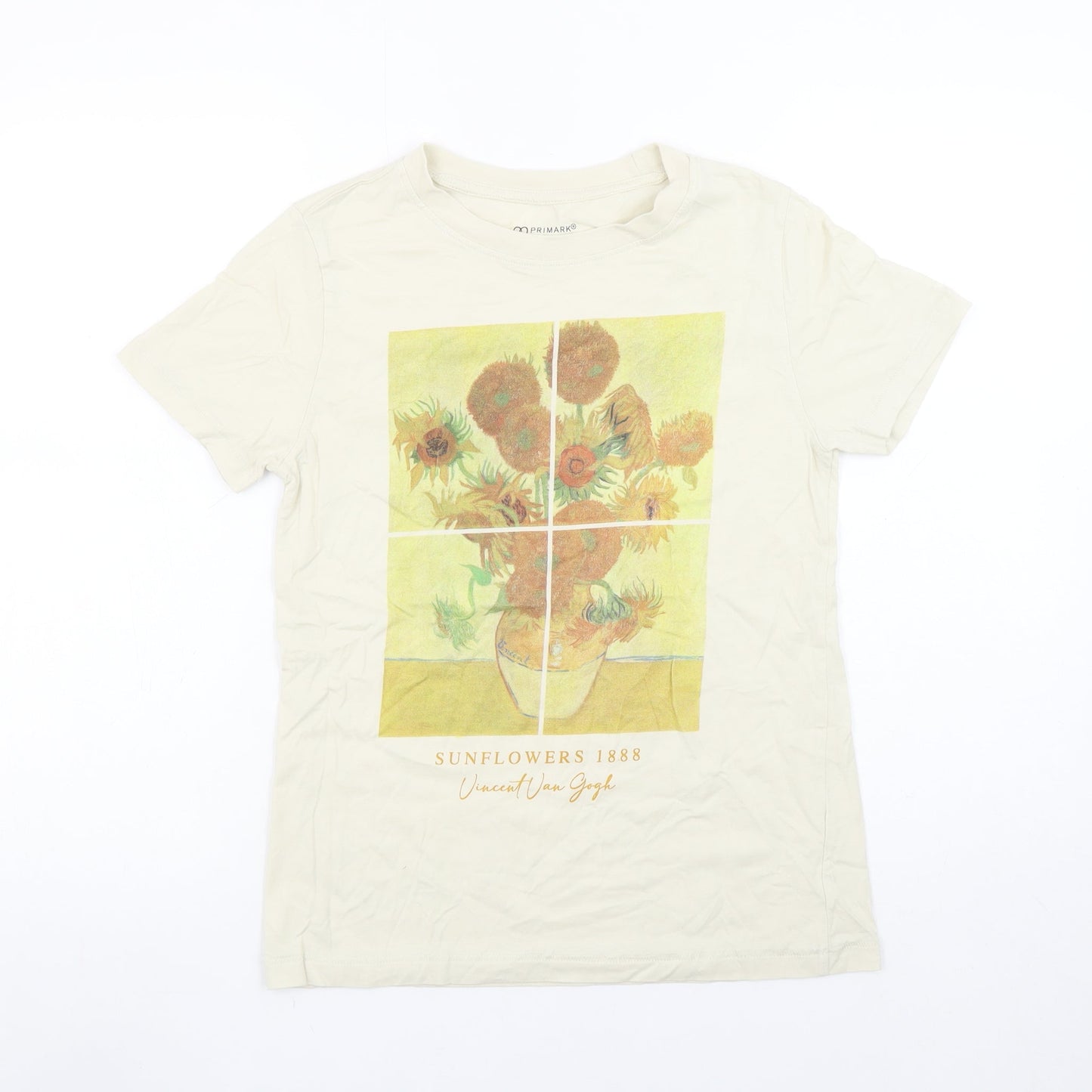 Womens UK Size 2XS Primark Beige Basic T-Shirt