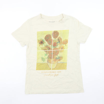 Womens UK Size 2XS Primark Beige Basic T-Shirt
