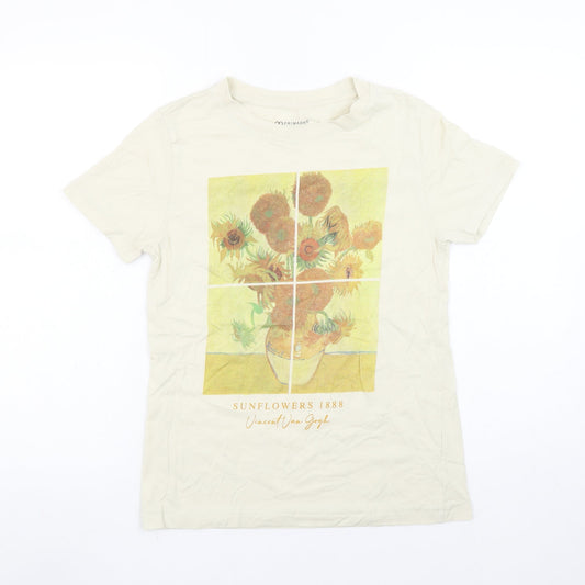 Womens UK Size 2XS Primark Beige Basic T-Shirt