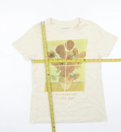 Womens UK Size 2XS Primark Beige Basic T-Shirt