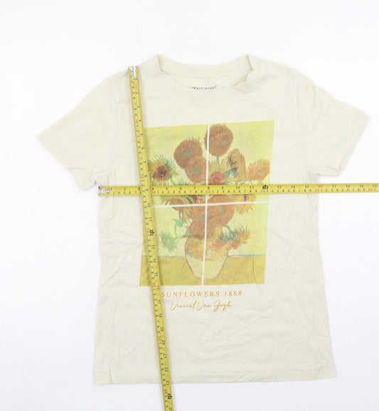 Womens UK Size 2XS Primark Beige Basic T-Shirt