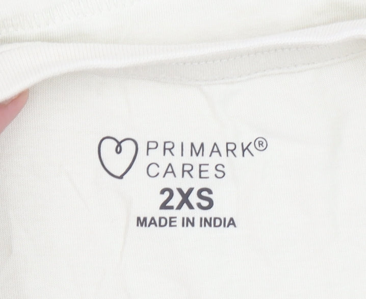 Womens UK Size 2XS Primark Beige Basic T-Shirt
