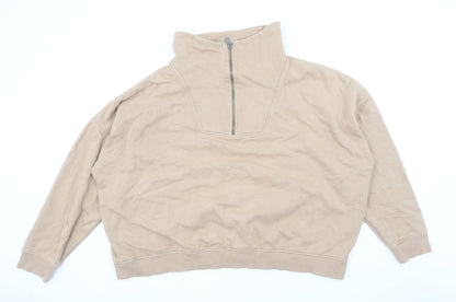 George Women Beige 1/2 Zip High Neck Pullover Sweatshirt UK 16