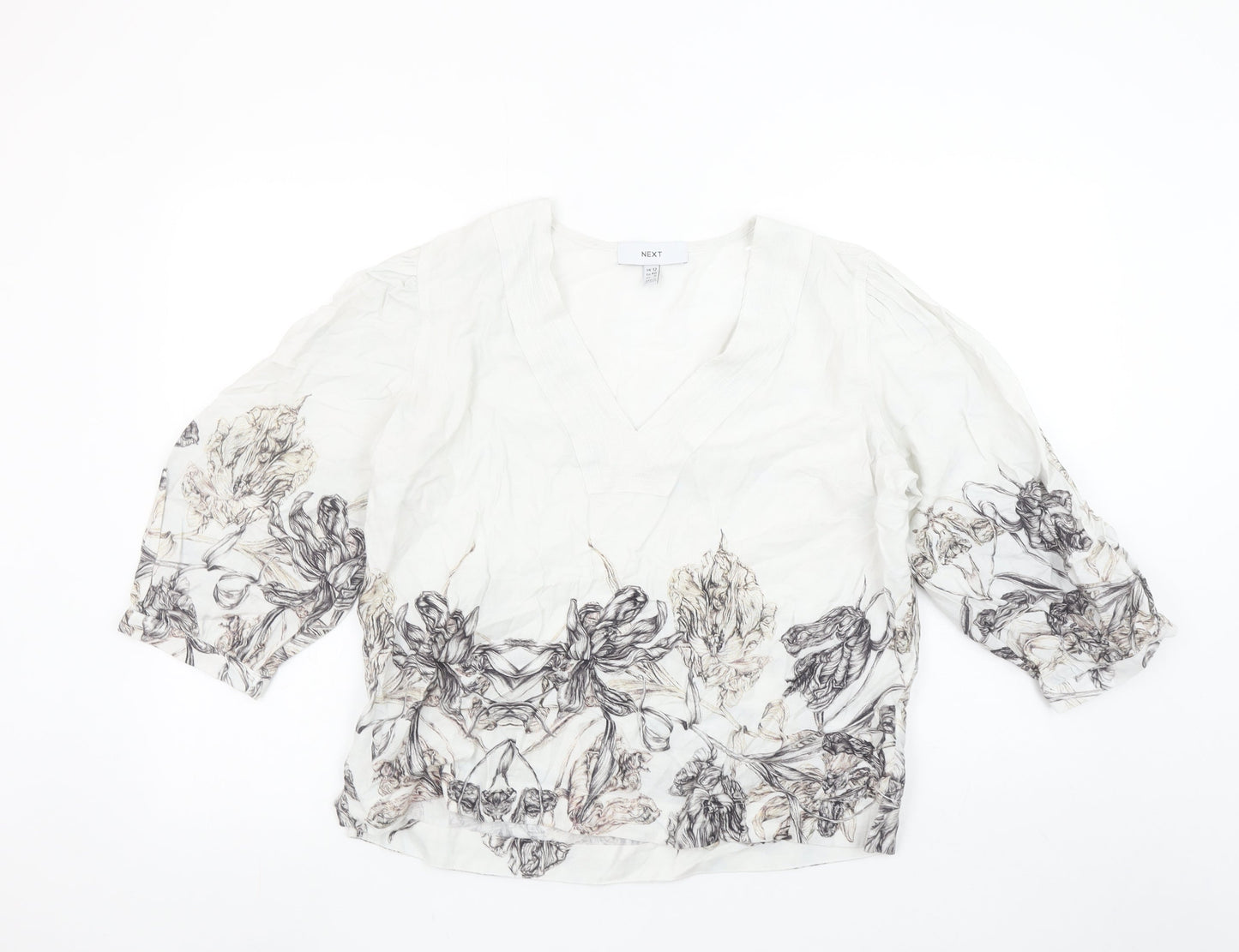 Womens UK Size 12 NEXT Ivory Tunic Blouse