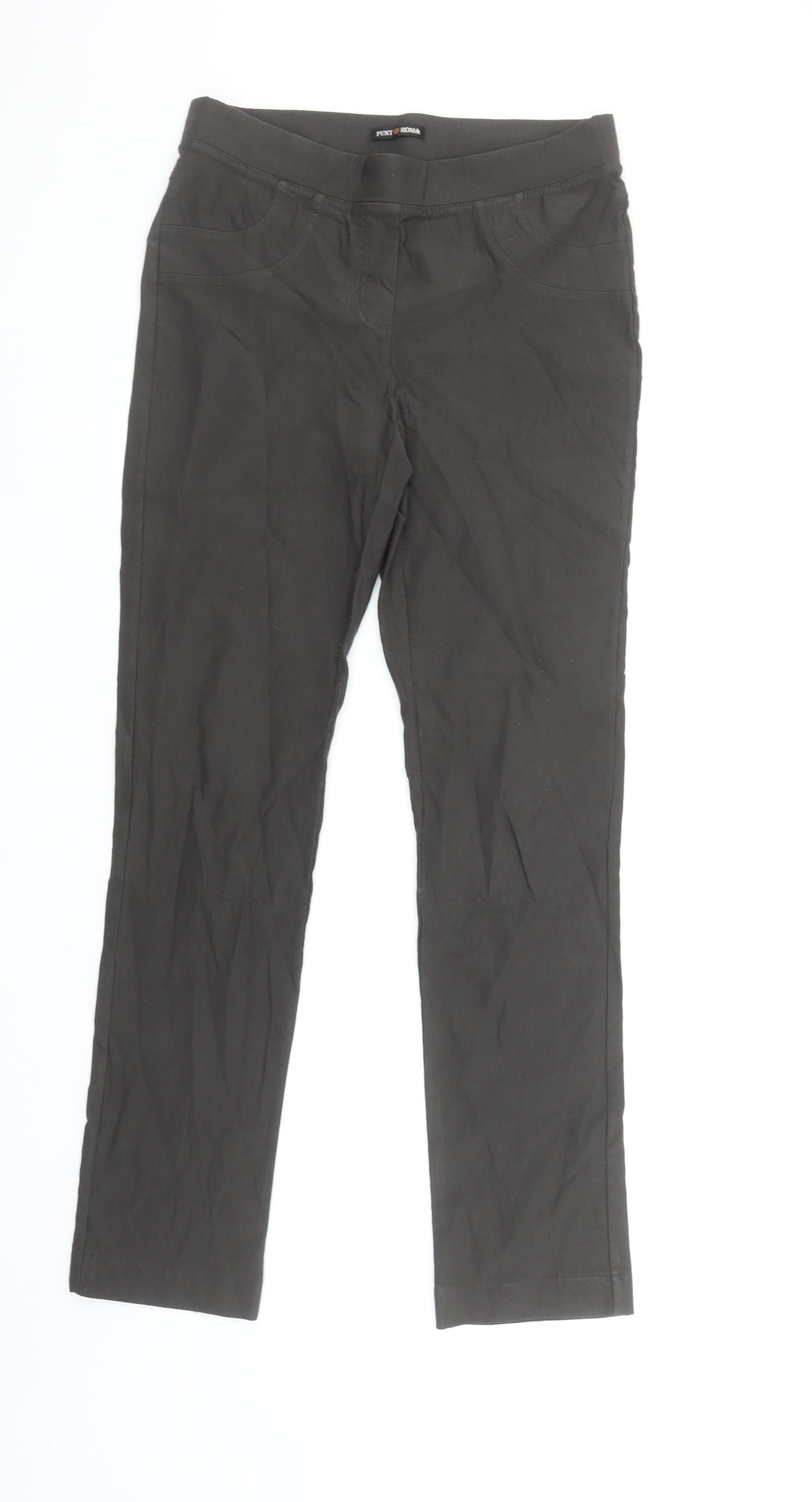 Womens UK Size M Punt Roma Regular Fit Casual Workwear Brown Trousers