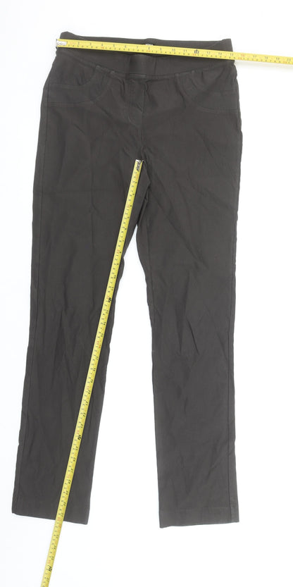 Womens UK Size M Punt Roma Regular Fit Casual Workwear Brown Trousers