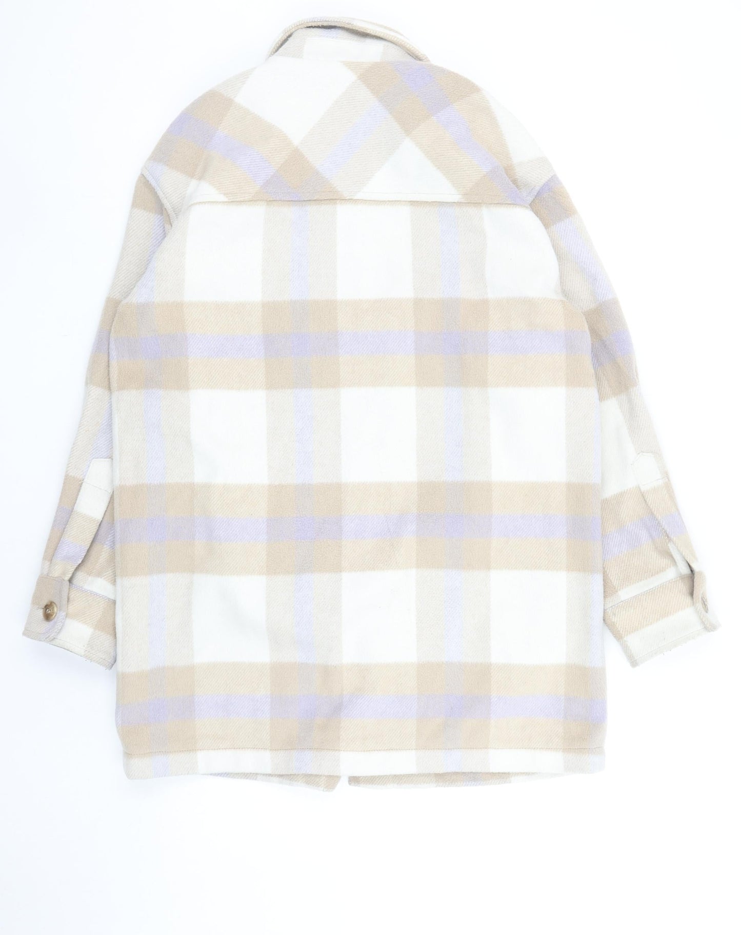 Primark Women Beige Check Shacket Jacket Size 10 Relaxed Fit