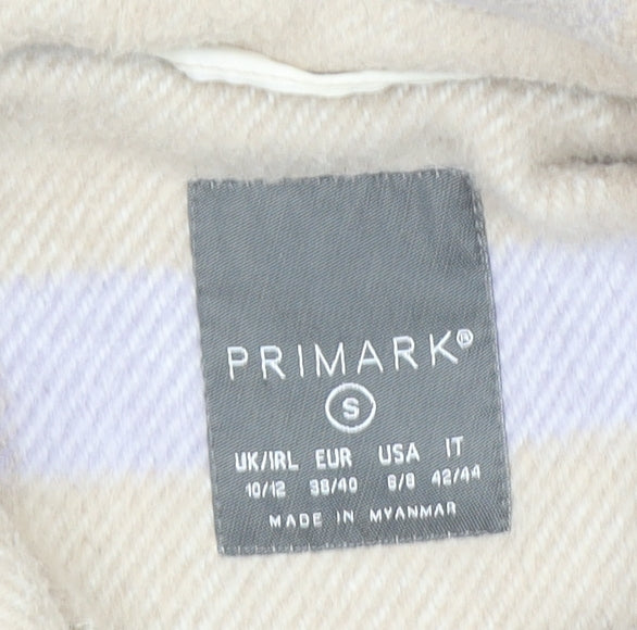 Primark Women Beige Check Shacket Jacket Size 10 Relaxed Fit