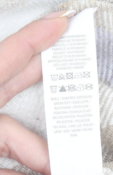 Primark Women Beige Check Shacket Jacket Size 10 Relaxed Fit