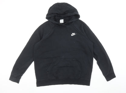 Nike Women’s Black Pullover Hoodie L Cotton Blend Logo Classic