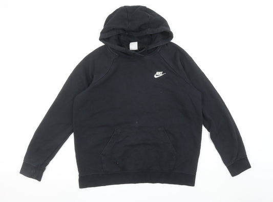 Nike Women’s Black Pullover Hoodie L Cotton Blend Logo Classic