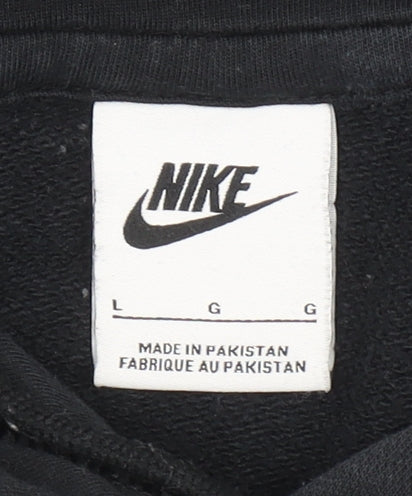 Nike Women’s Black Pullover Hoodie L Cotton Blend Logo Classic