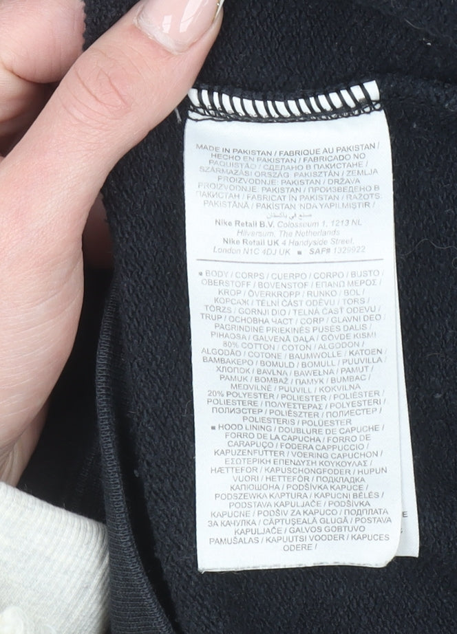 Nike Women’s Black Pullover Hoodie L Cotton Blend Logo Classic