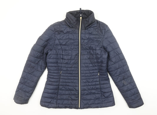F&F Women's Navy Quilted Puffer Jacket UK 12 Lightweight Casual