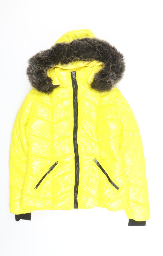Womens UK Size M How Dare U Yellow Puffer Jacket