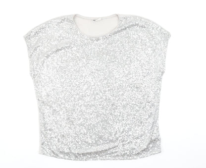 Womens UK Size 2XL Beloved Silver Basic T-Shirt