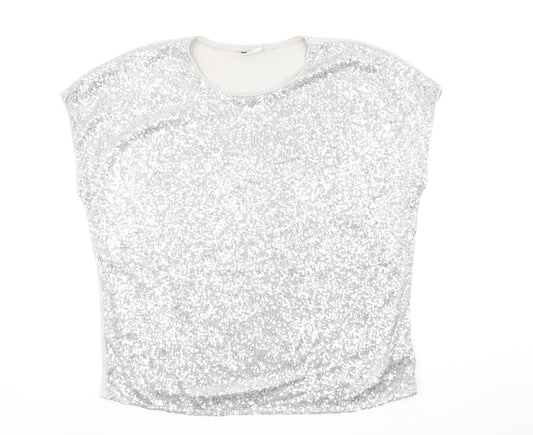 Womens UK Size 2XL Beloved Silver Basic T-Shirt