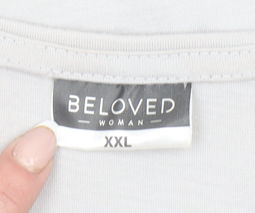Womens UK Size 2XL Beloved Silver Basic T-Shirt