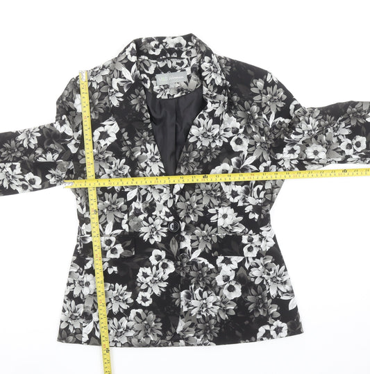 Marks and Spencer Women Grey Floral Blazer UK 12 Regular Fit Single Breasted