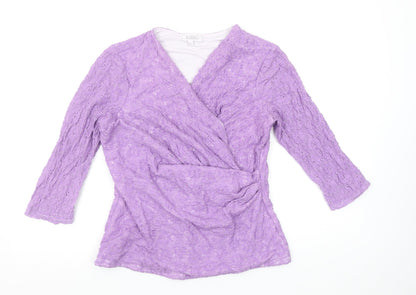 Womens UK Size 14 Kaliko Purple Wrap Blouse