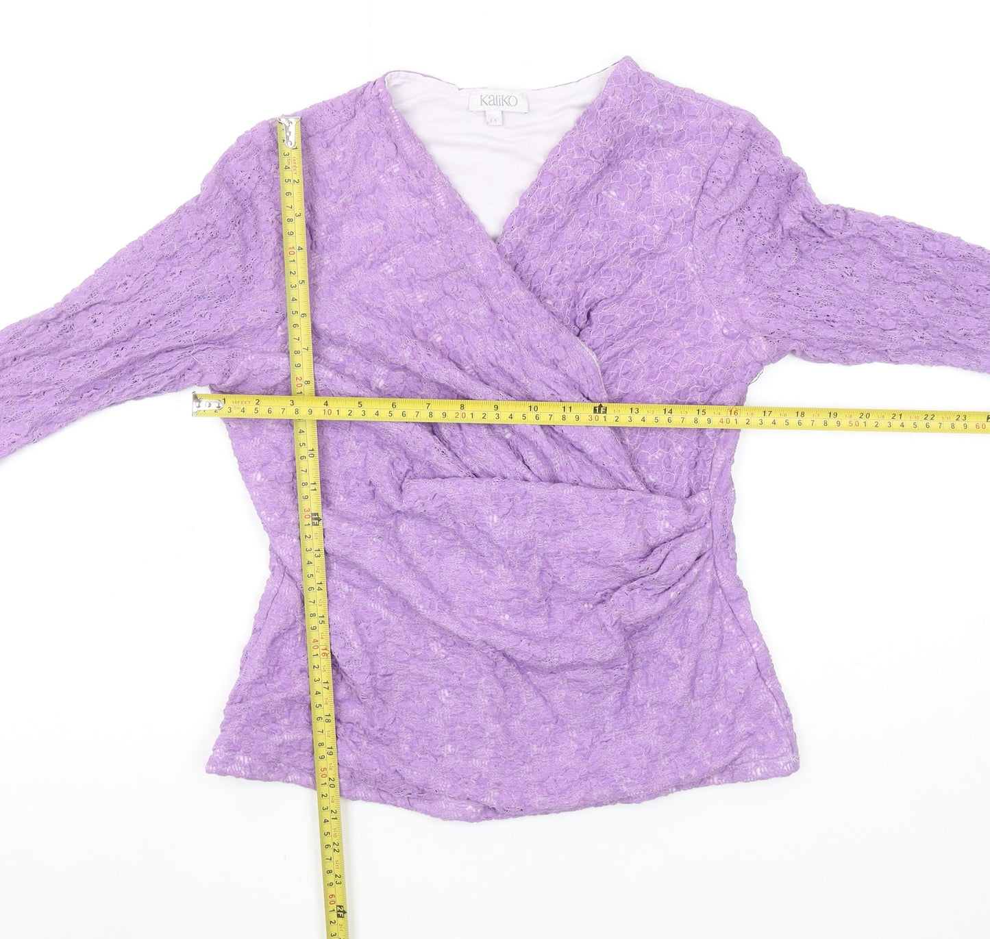 Womens UK Size 14 Kaliko Purple Wrap Blouse