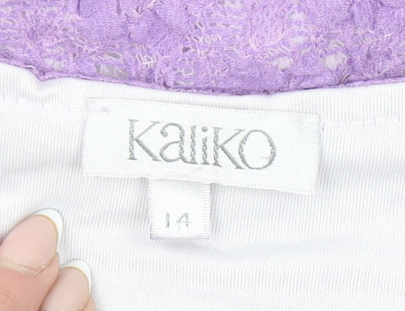 Womens UK Size 14 Kaliko Purple Wrap Blouse