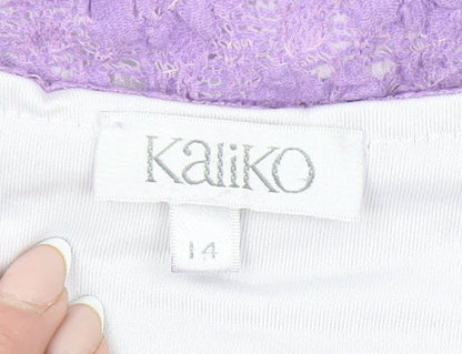Womens UK Size 14 Kaliko Purple Wrap Blouse