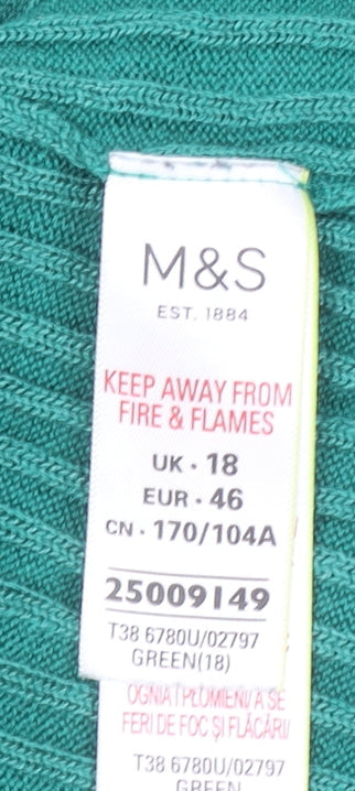 Womens UK Size 18 Marks and Spencer Green Basic T-Shirt