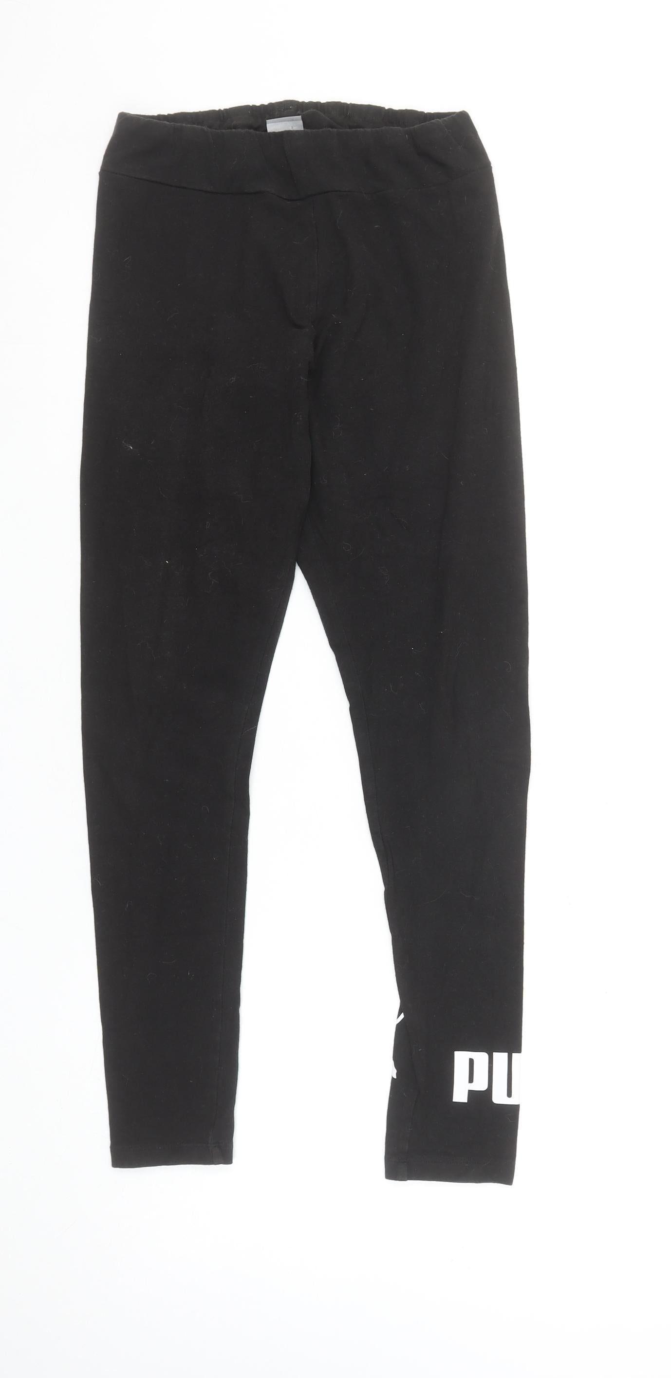 Puma Womens Black Cotton Stretch Gym Leggings Size 10