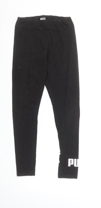 Puma Womens Black Cotton Stretch Gym Leggings Size 10
