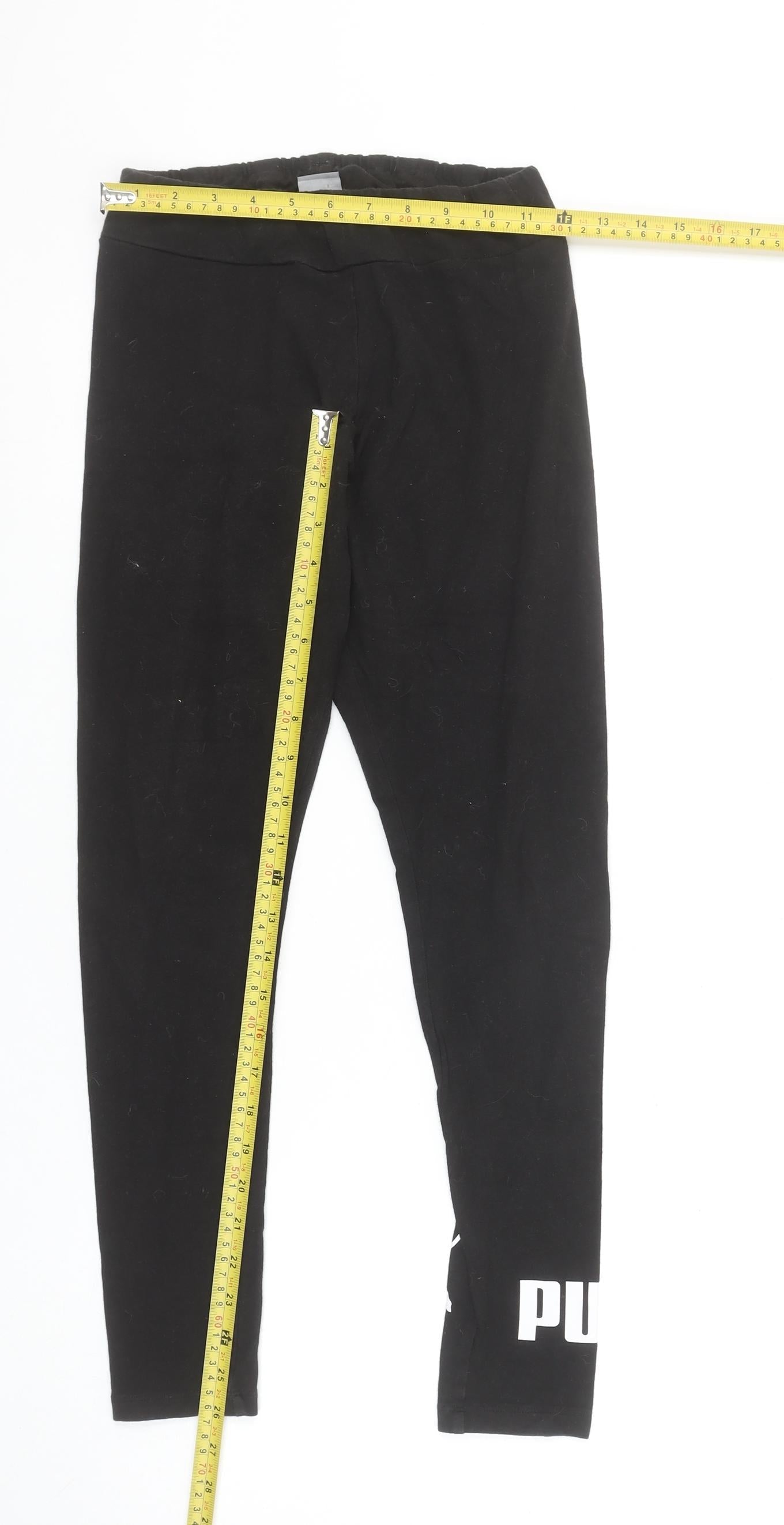 Puma Womens Black Cotton Stretch Gym Leggings Size 10