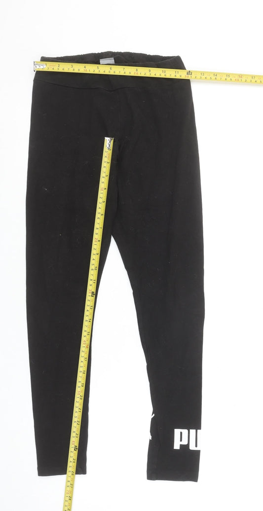 Puma Womens Black Cotton Stretch Gym Leggings Size 10