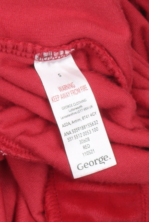 George Women’s Red Velour Long Sleeve One Piece Small