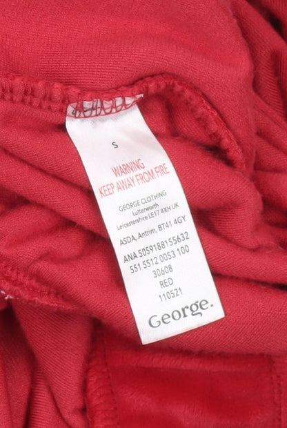 George Women’s Red Velour Long Sleeve One Piece Small