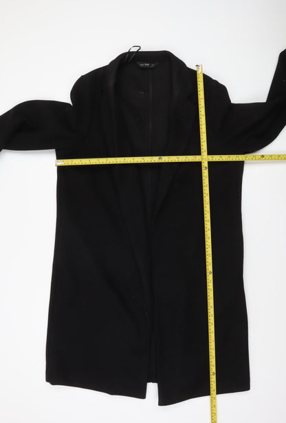 F&F Women Black Mid-Length Overcoat Lined Open Front Coat Size L