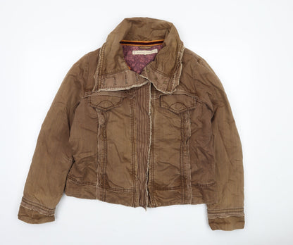 Womens UK Size 18 Mountain Beach Ocean Land Brown Basic Jacket