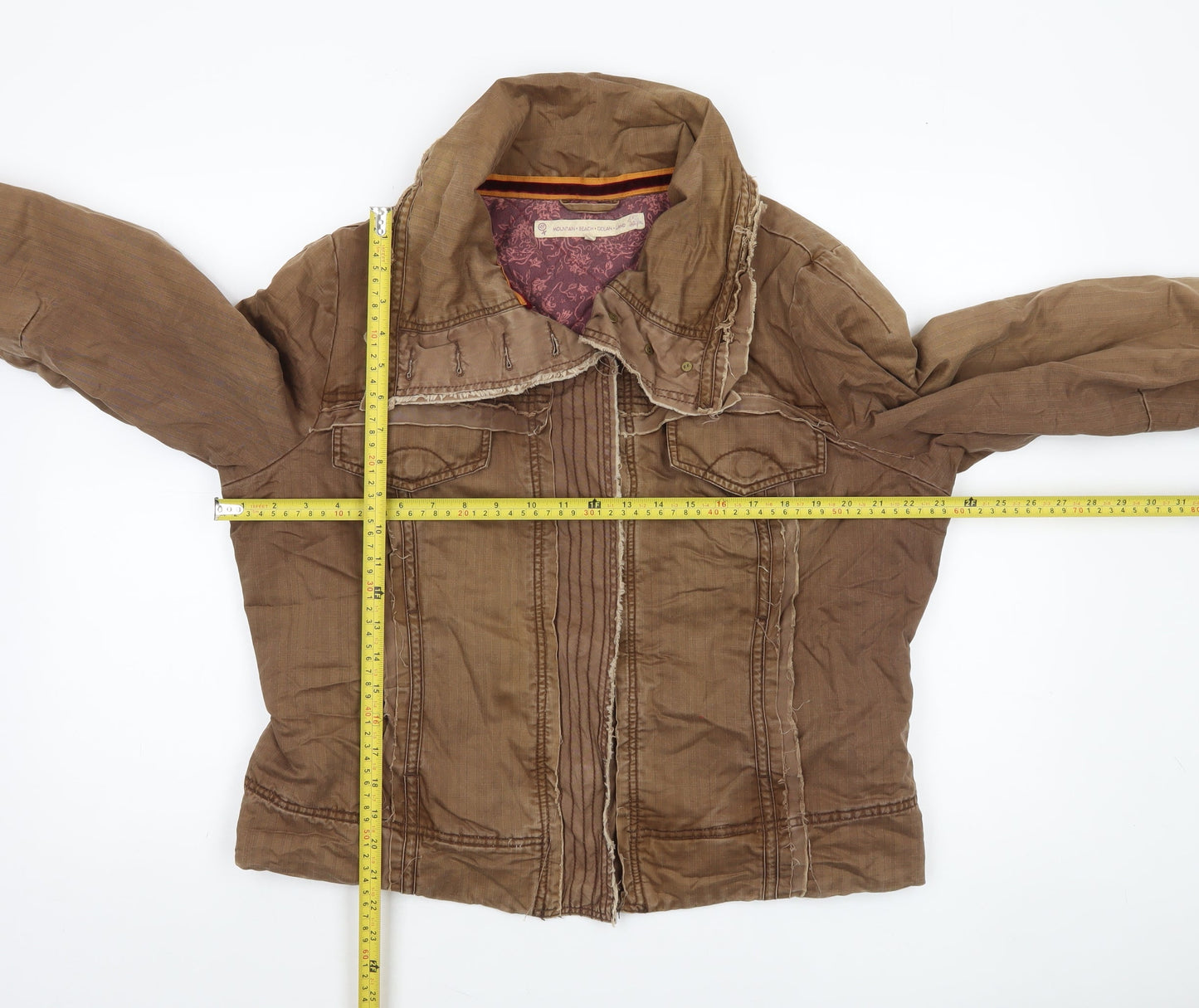 Womens UK Size 18 Mountain Beach Ocean Land Brown Basic Jacket