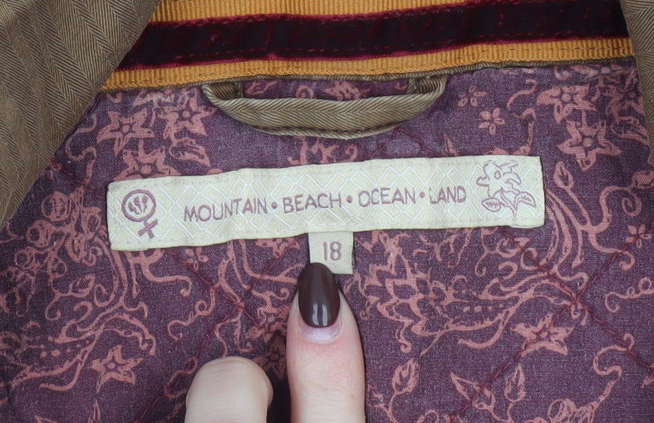 Womens UK Size 18 Mountain Beach Ocean Land Brown Basic Jacket