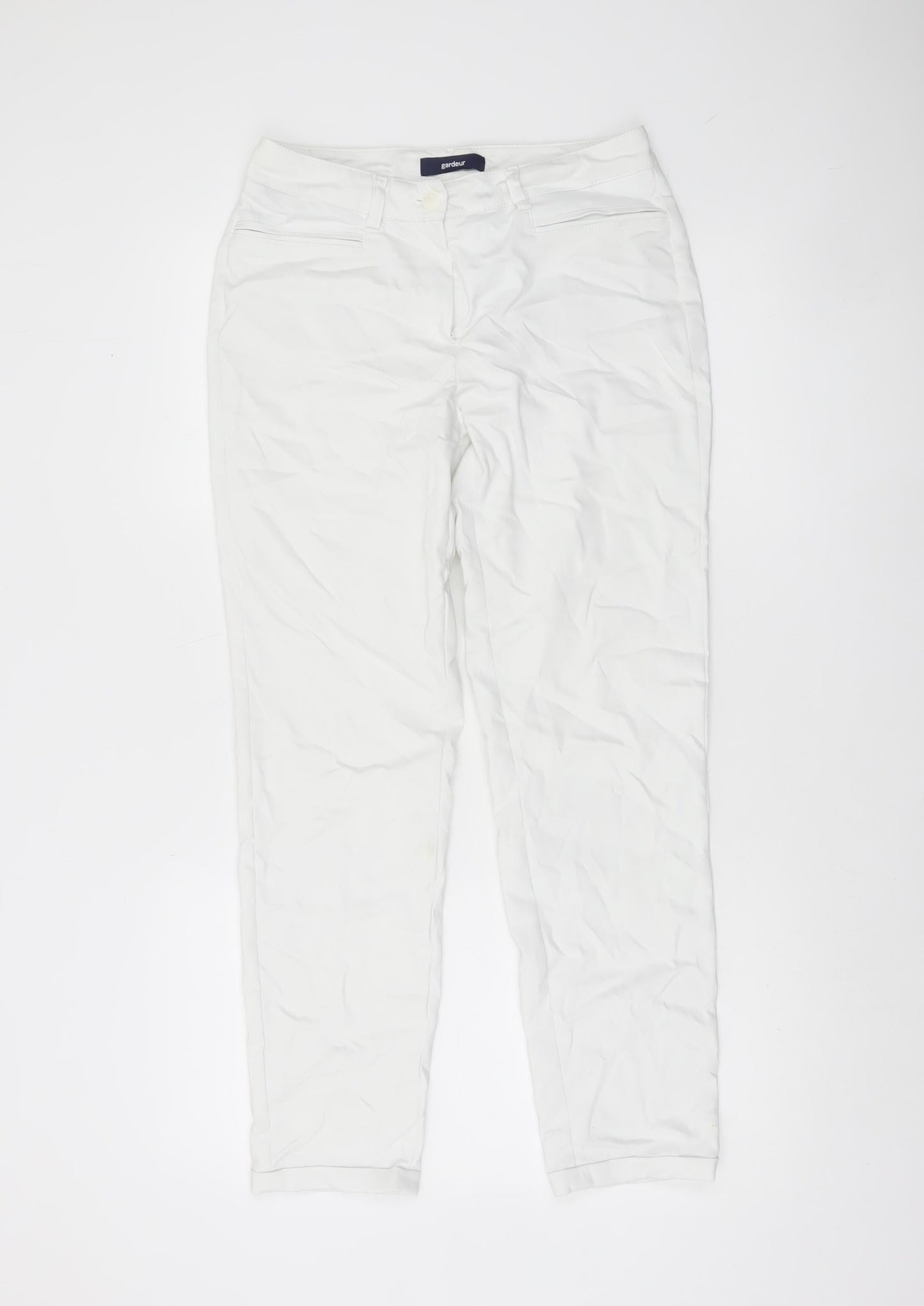 Gardeur Women White Stretch Cotton Straight Leg Trousers Size 8
