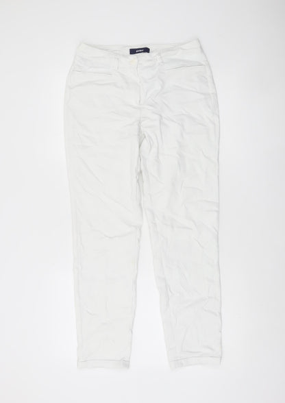 Gardeur Women White Stretch Cotton Straight Leg Trousers Size 8