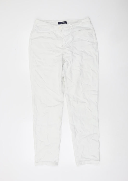 Gardeur Women White Stretch Cotton Straight Leg Trousers Size 8