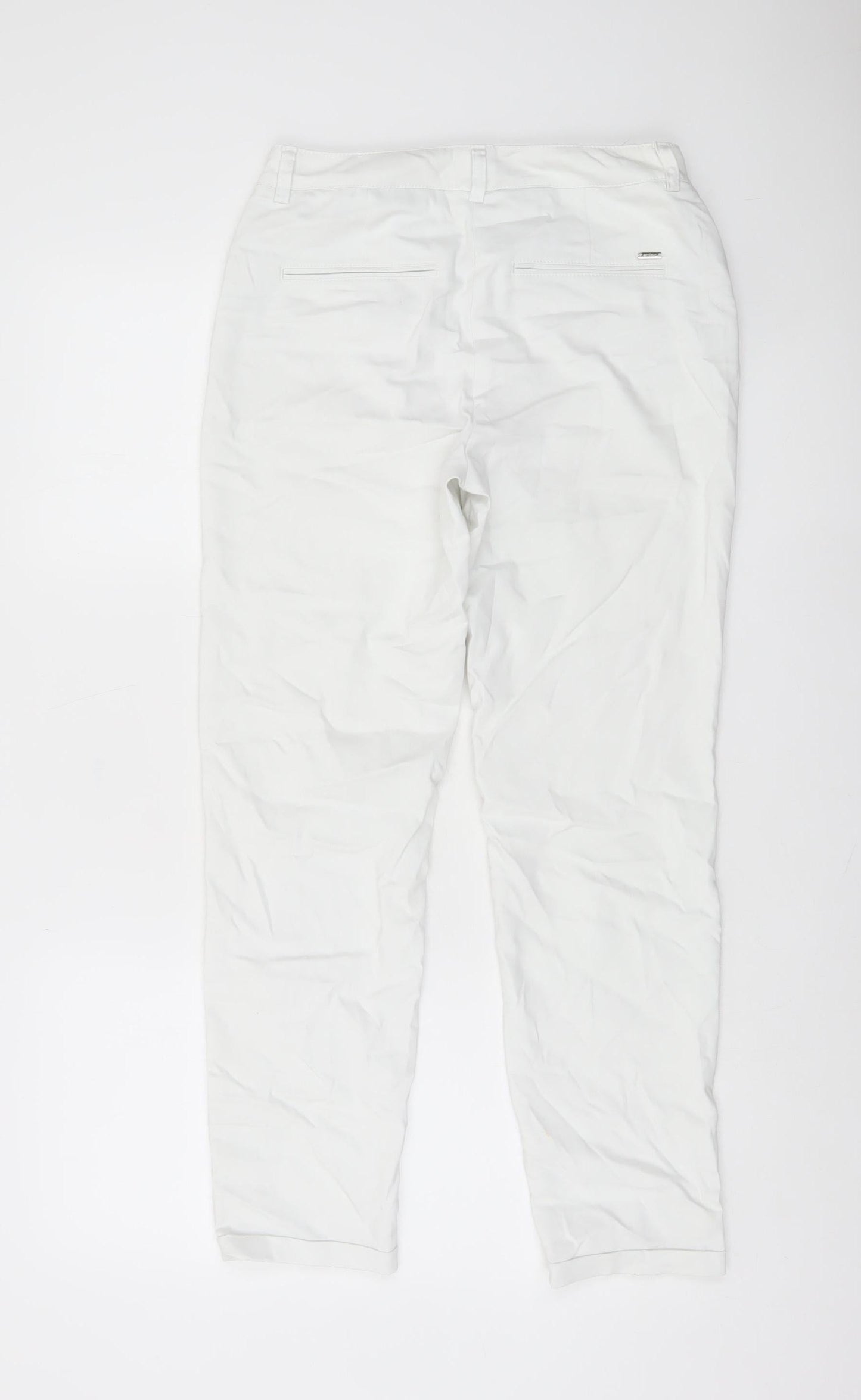 Gardeur Women White Stretch Cotton Straight Leg Trousers Size 8
