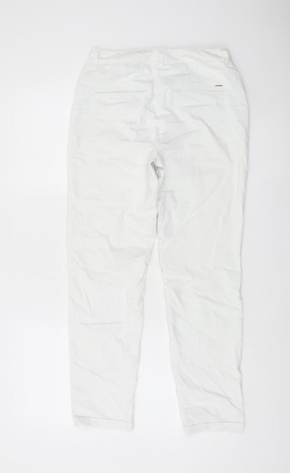 Gardeur Women White Stretch Cotton Straight Leg Trousers Size 8
