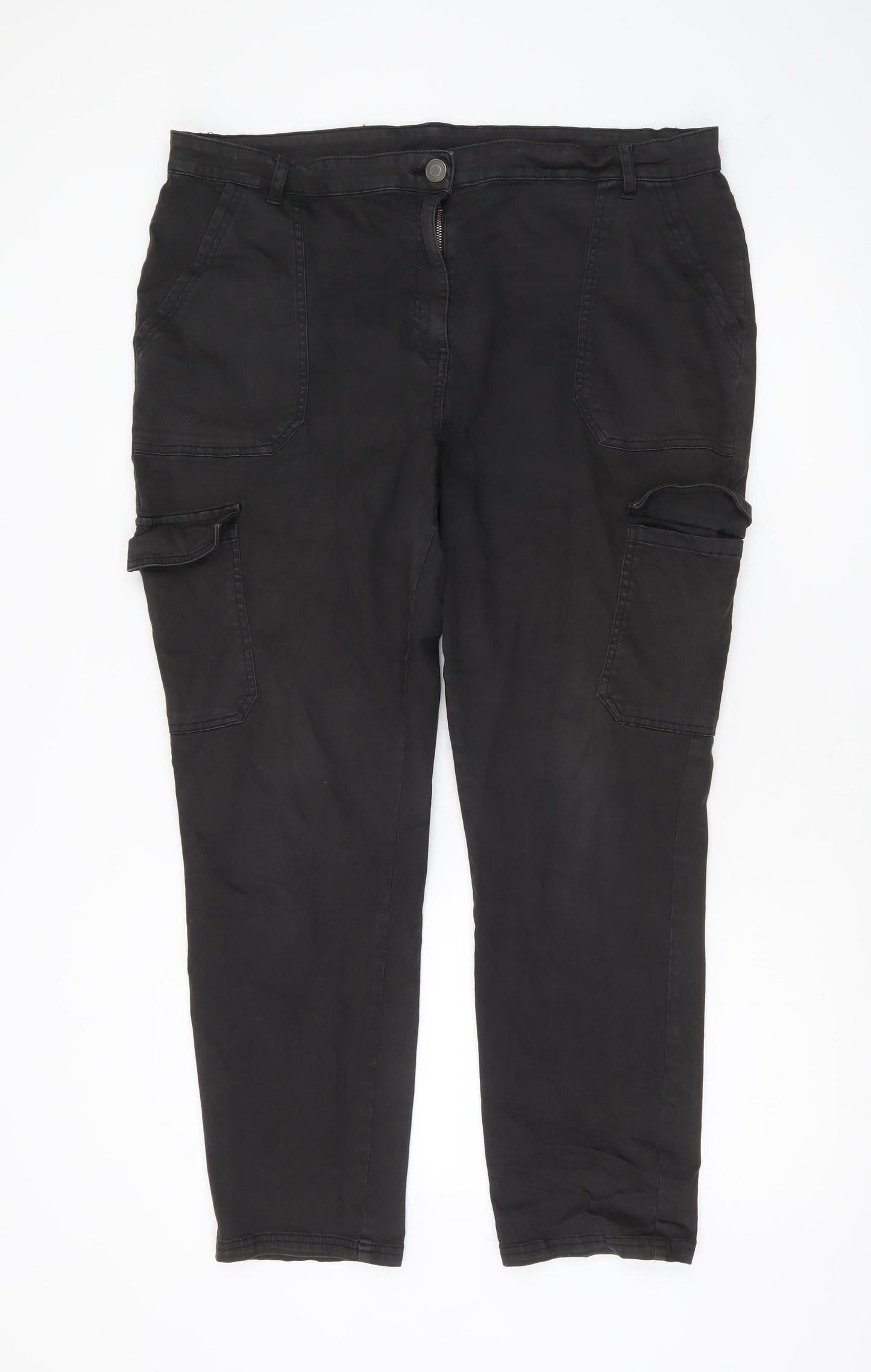 George Women's Black Cargo Trousers Size 20 Cotton Stretch